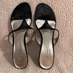 Fabulare Black Heeled Sandals Women’s Size 11 Man-Made Material 1.5” Heel